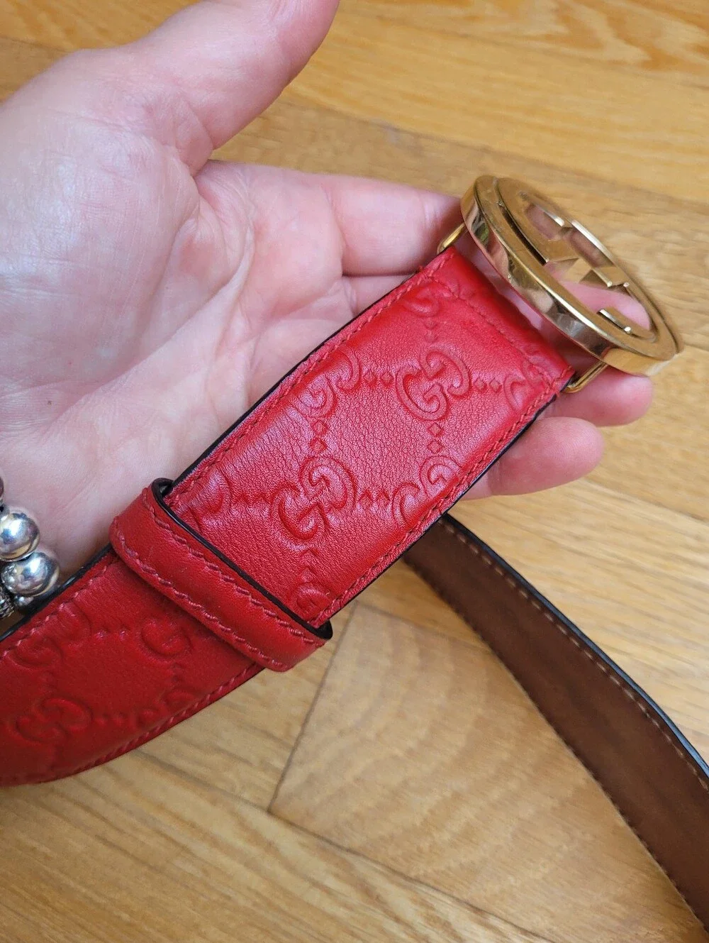 Gucci GG Embossed Leather Belt 114876